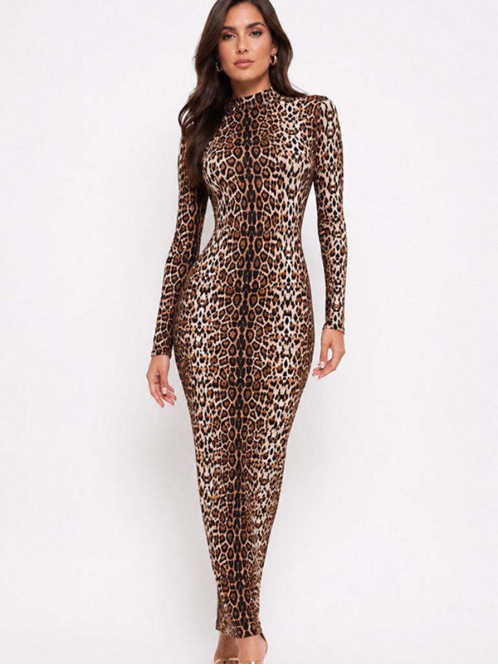 Full Length Stretch Leopard Print Dress Size S